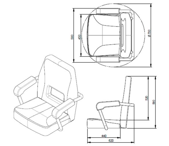 Vetus Asiento Sailor con Marco Aluminio Anodizado