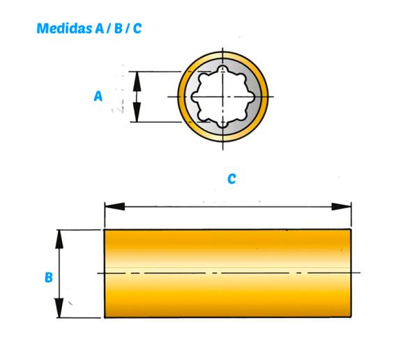 Vetus Cojinete Goma Laton en Pulgadas / Pulgadas