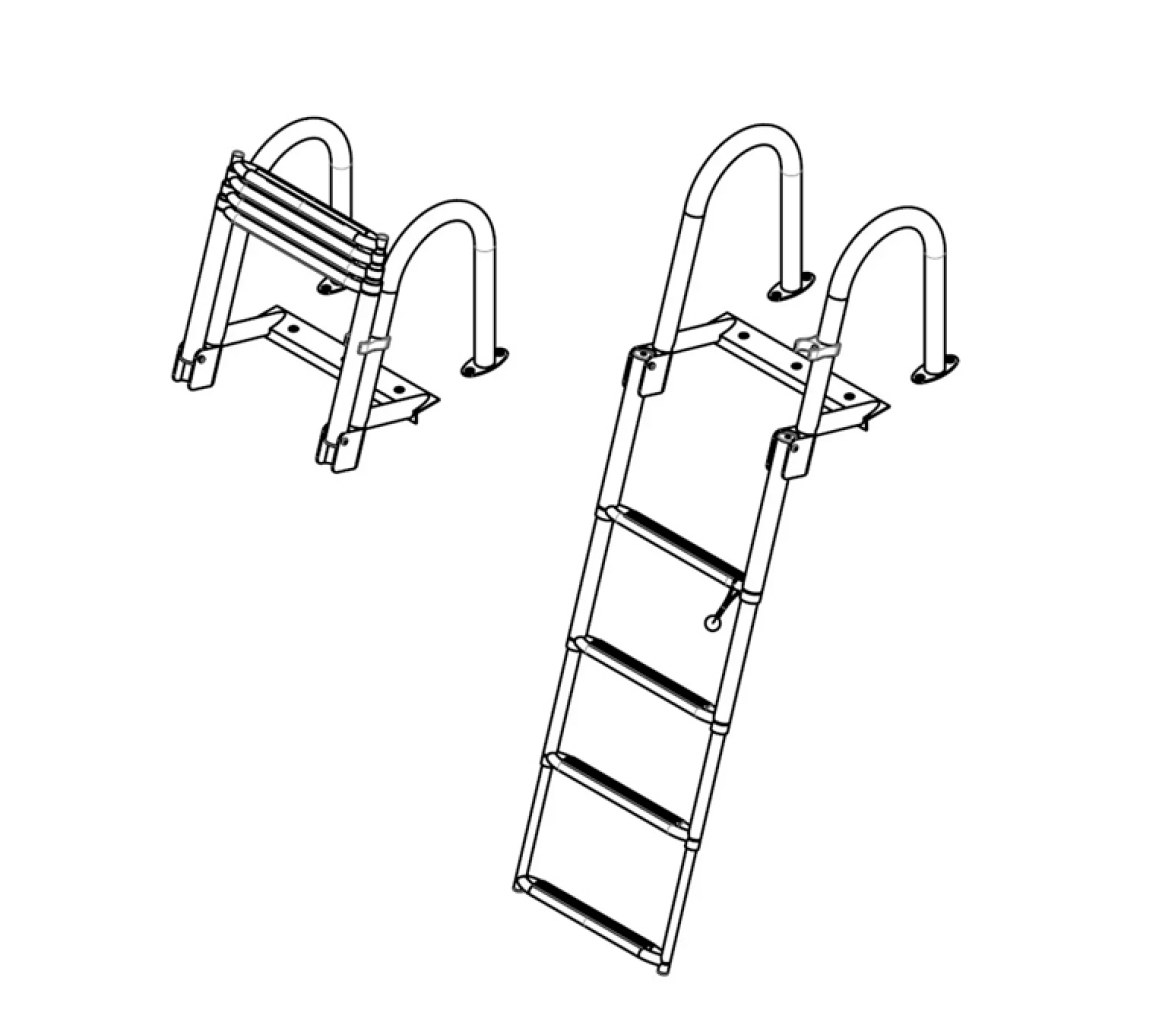 Vetus Escalera telescópica 4 peldaños, lujoso agarre