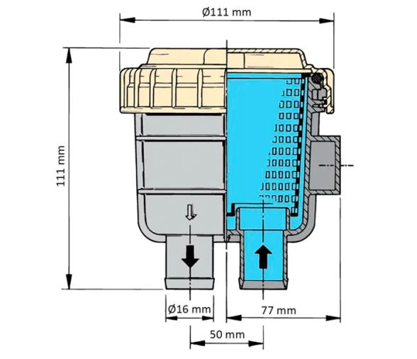 Vetus Filtro Anti-olor Pequeño para Aguas Sanitarias