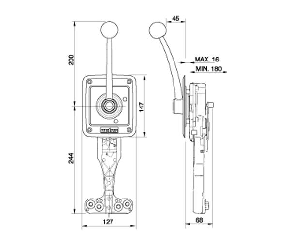 Vetus Mando a Distancia Caja de Plastico Empuñadura y Palanca