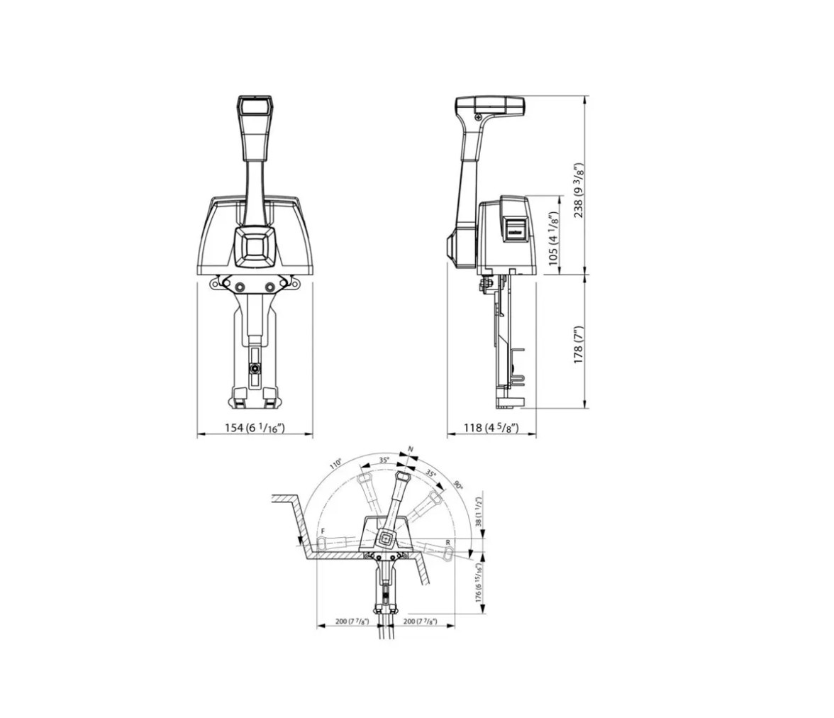 Vetus Mando para 1 motor, montaje superior simple