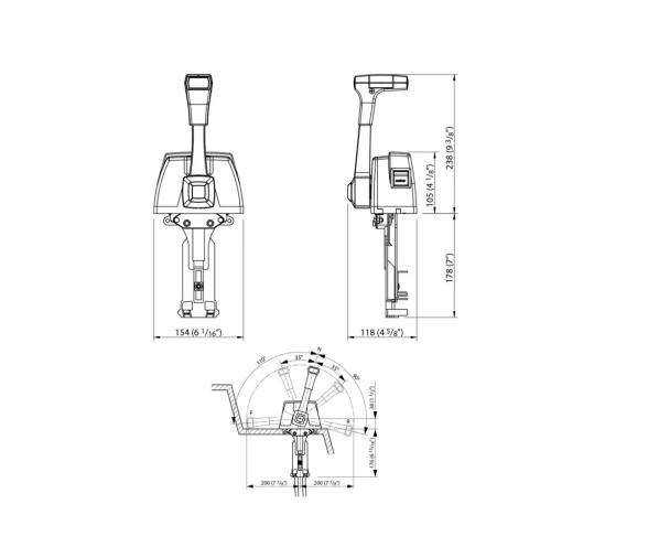 Vetus Mando para 1 motor, montaje superior simple