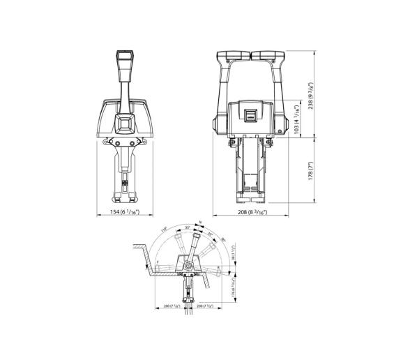 Vetus Mando para 2 motores, con montaje superior doble.