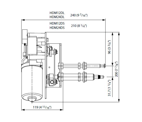 Vetus Motor Limpiaparabrisas Robusto Eje Largo