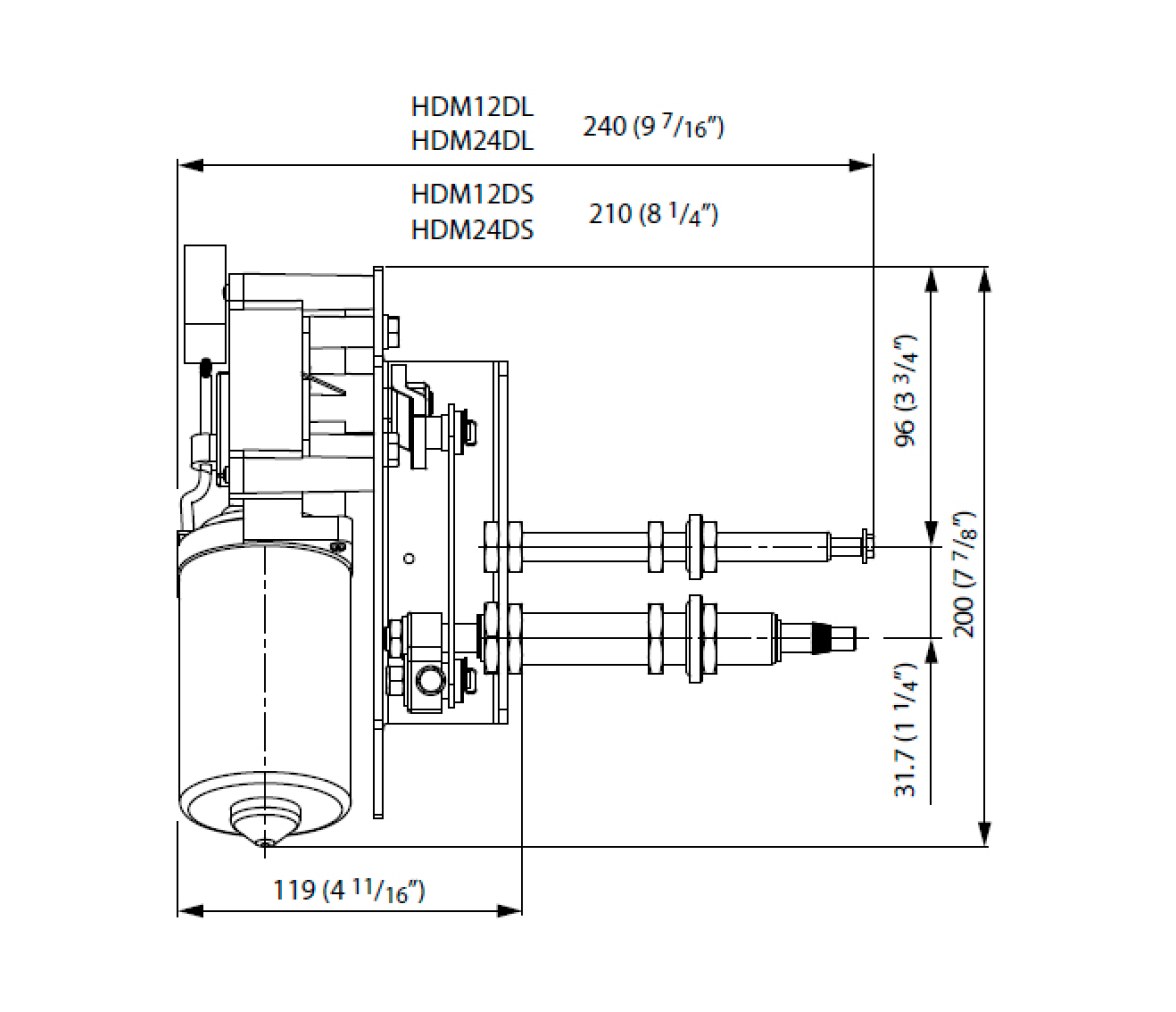 Vetus Motor Limpiaparabrisas Robusto Eje Corto