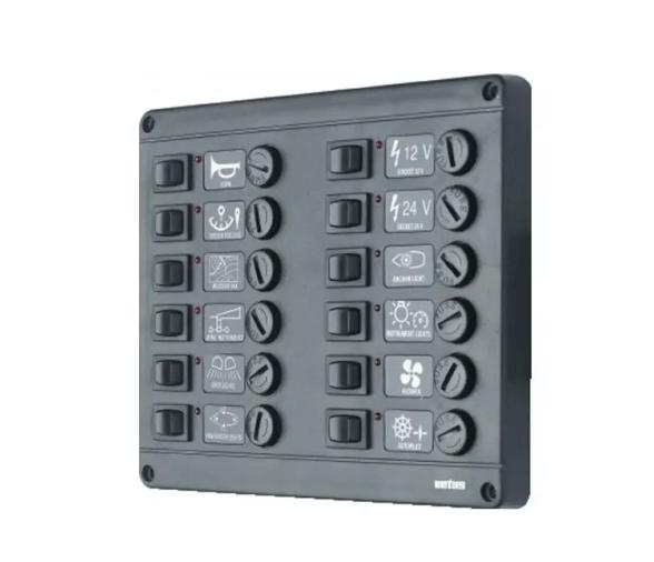 Vetus Panel con Interruptores Tipo P12, 12 fusibles