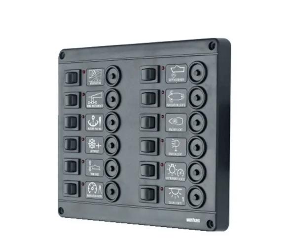 Vetus Panel con interruptores tipo P12 con 12 disyuntores