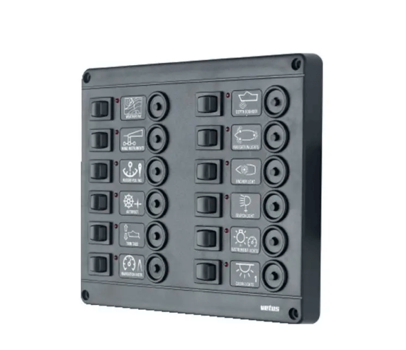 Vetus Panel con interruptores tipo P12 con 12 disyuntores