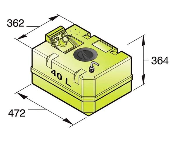 Vetus Tanque de Plástico, Agua Potable 40, 60 y 80 L