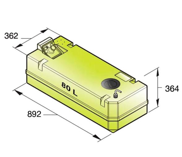 Vetus Tanque de Plástico, Agua Potable 40, 60 y 80 L