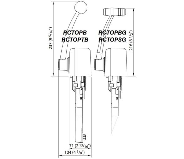 Vetus Mando 1 Palanca Montaje Superior