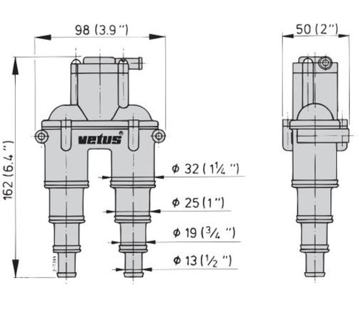 Vetus Purgador Anti Sifon Con Válvula Tipo AIRVENTV