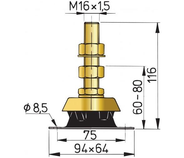 Vetus Silent Block Soporte Motor Flexible Tipo K25V