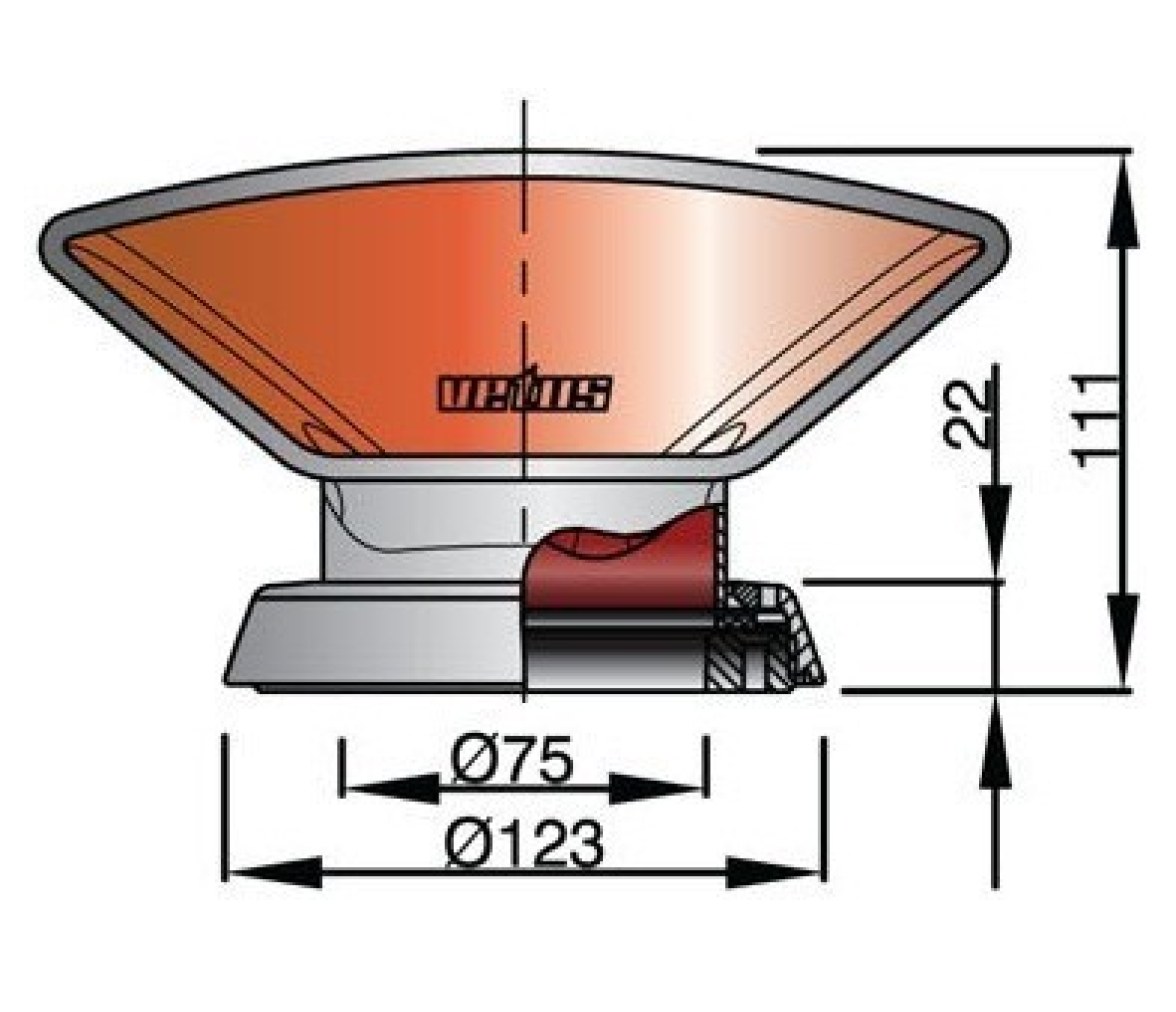 Vetus Toma de Aire Acero Inox 75mm Apertura Tipo R