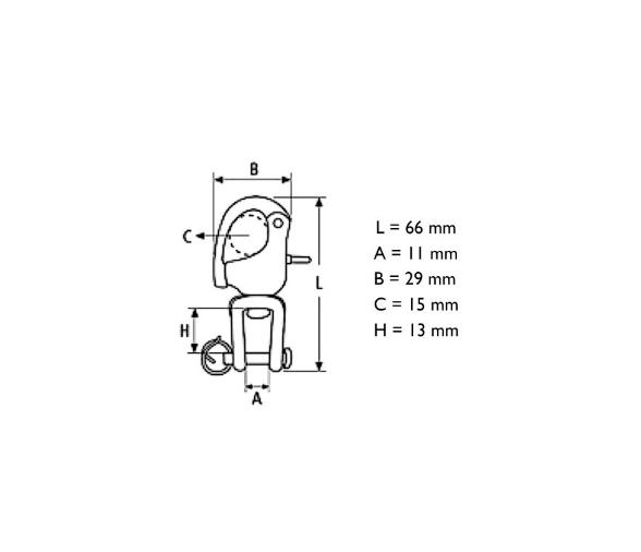 Viadana Mosquetón automático Inox para Polea Simple de Rodamientos