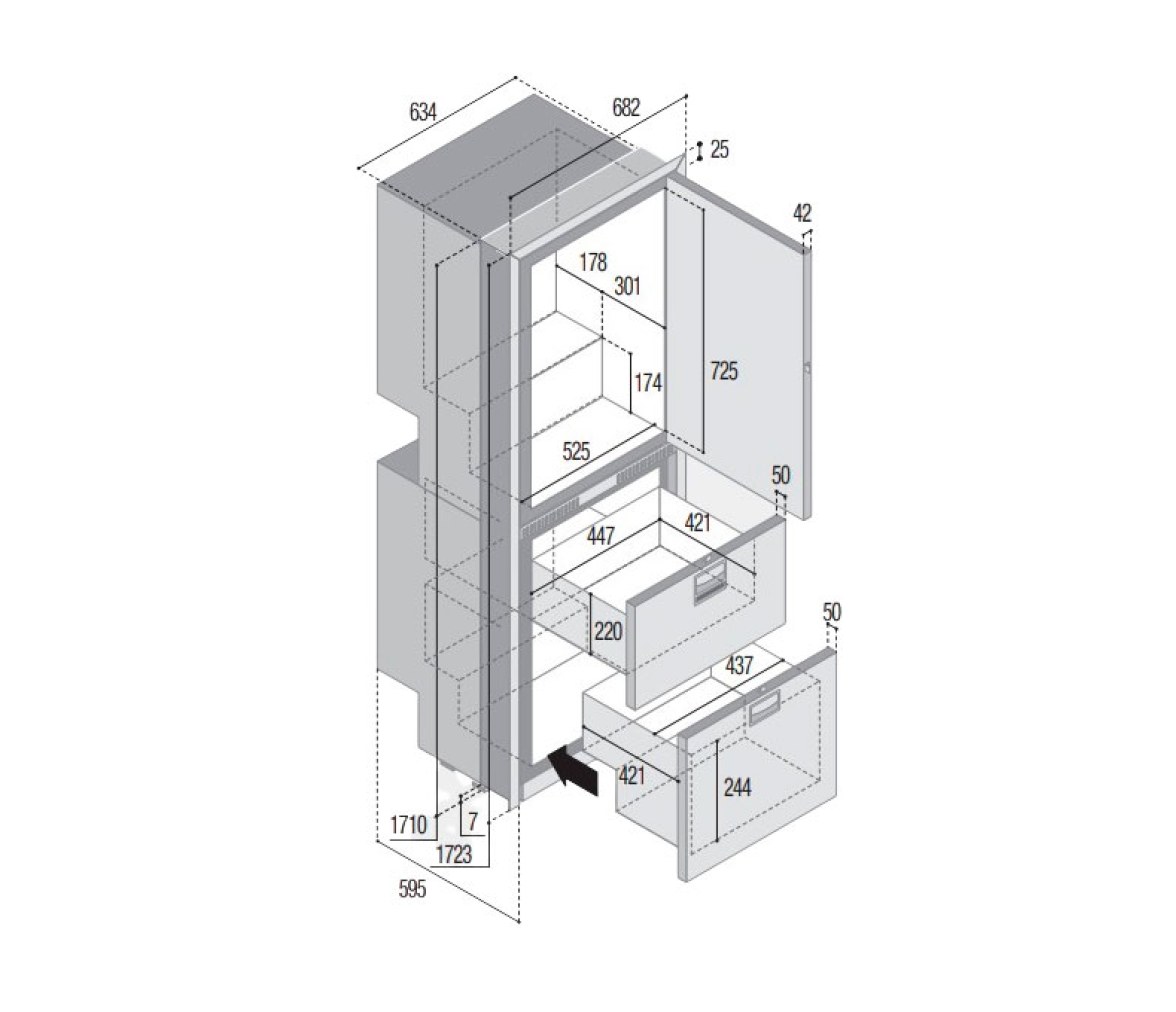 Vitrifigo Frigorífico/Congelador Puerta Única + Cajón Doble