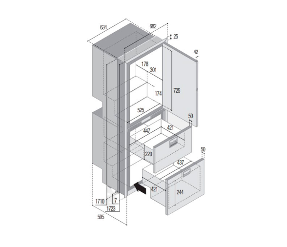 Vitrifigo Frigorífico/Congelador Puerta Única + Cajón Doble