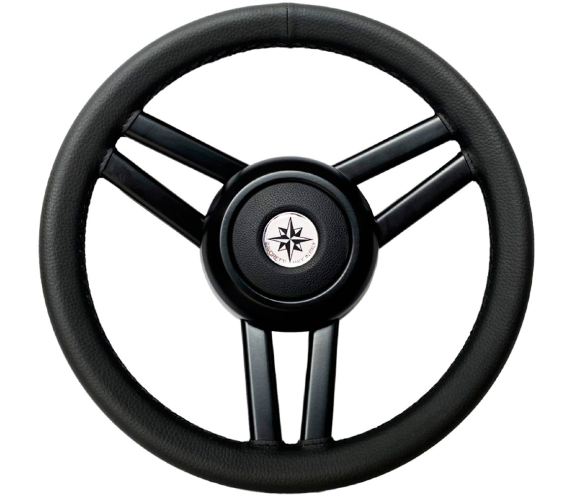Volante Completo en Cuero Negro 3 Radios 350 mm
