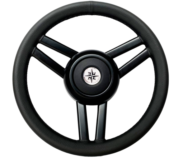 Complete Steering Wheel in Black Leather 3 Spokes 350 mm