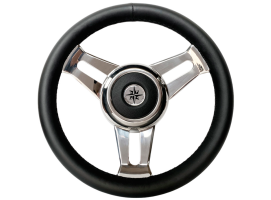 Steering wheel black leather 3-spoke mm 350