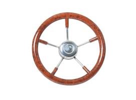 Volante Diametro 350 mm Efecto Madera con Radio de Acero Inox