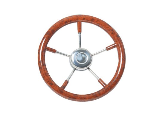 Volante Diametro 350 mm Efecto Madera con Radio de Acero Inox