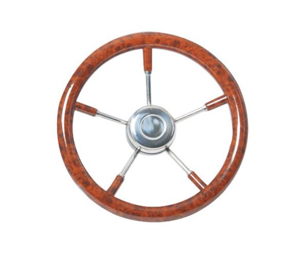 Volante Diametro 350 mm Efecto Madera con Radio de Acero Inox