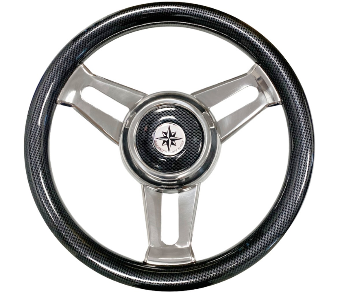 Volante Madera (Aspecto Fibra de Carbono) 3 radios 350 mm
