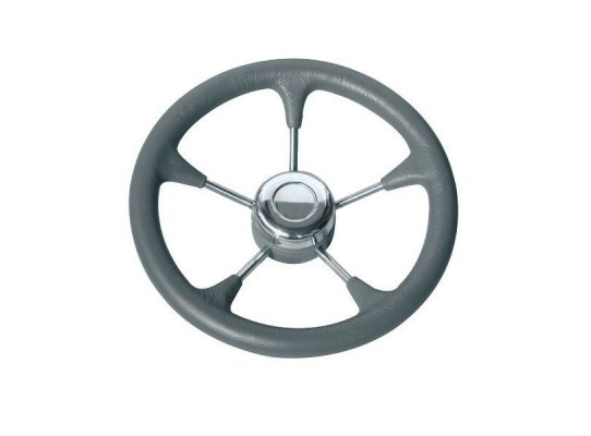 Steering Wheel 280 mm Grey Soft Polyurethane with S. Steel Spokes