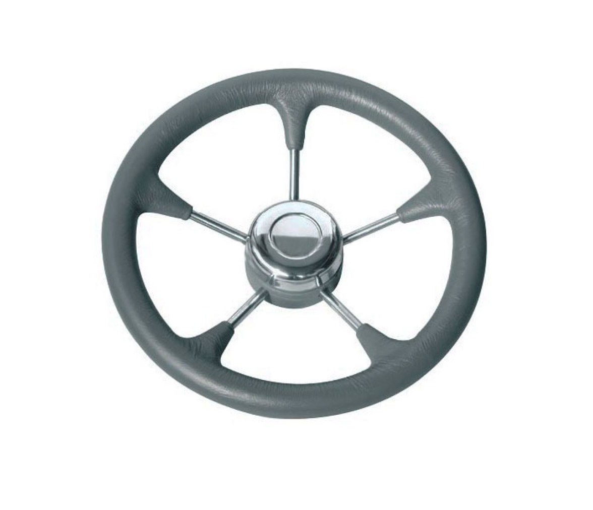 Volante Poliuretano Gris 350 mm con Radio de Acero Inox