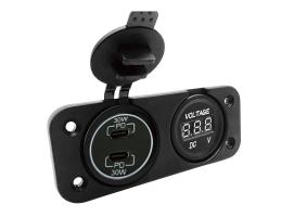 Voltímetro Digital para Empotrar + Doble USB A-C