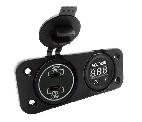Voltímetro Digital para Empotrar + Doble USB A-C