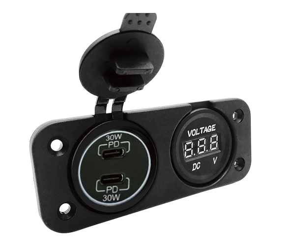 Voltímetro Digital para Empotrar + Doble USB A-C