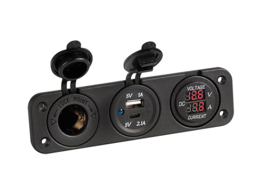 Voltímetro y Amperímetro Digital 12V USB-A + USB-C