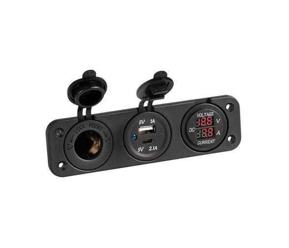 Voltímetro y Amperímetro Digital 12V USB-A + USB-C