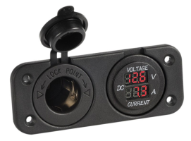Voltmeter and Amperimeter with Power Outlet for Recess Mounting
