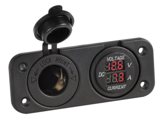 Voltimetro y Amperimetro con Toma 12V Empotrable