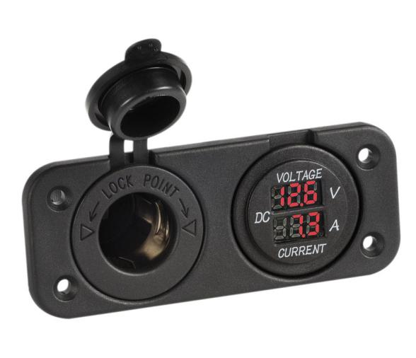 Voltimetro y Amperimetro con Toma 12V Empotrable