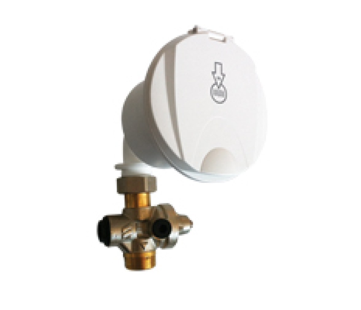 Toma de agua 2 bar con codo para manguera, caja blanca BJT