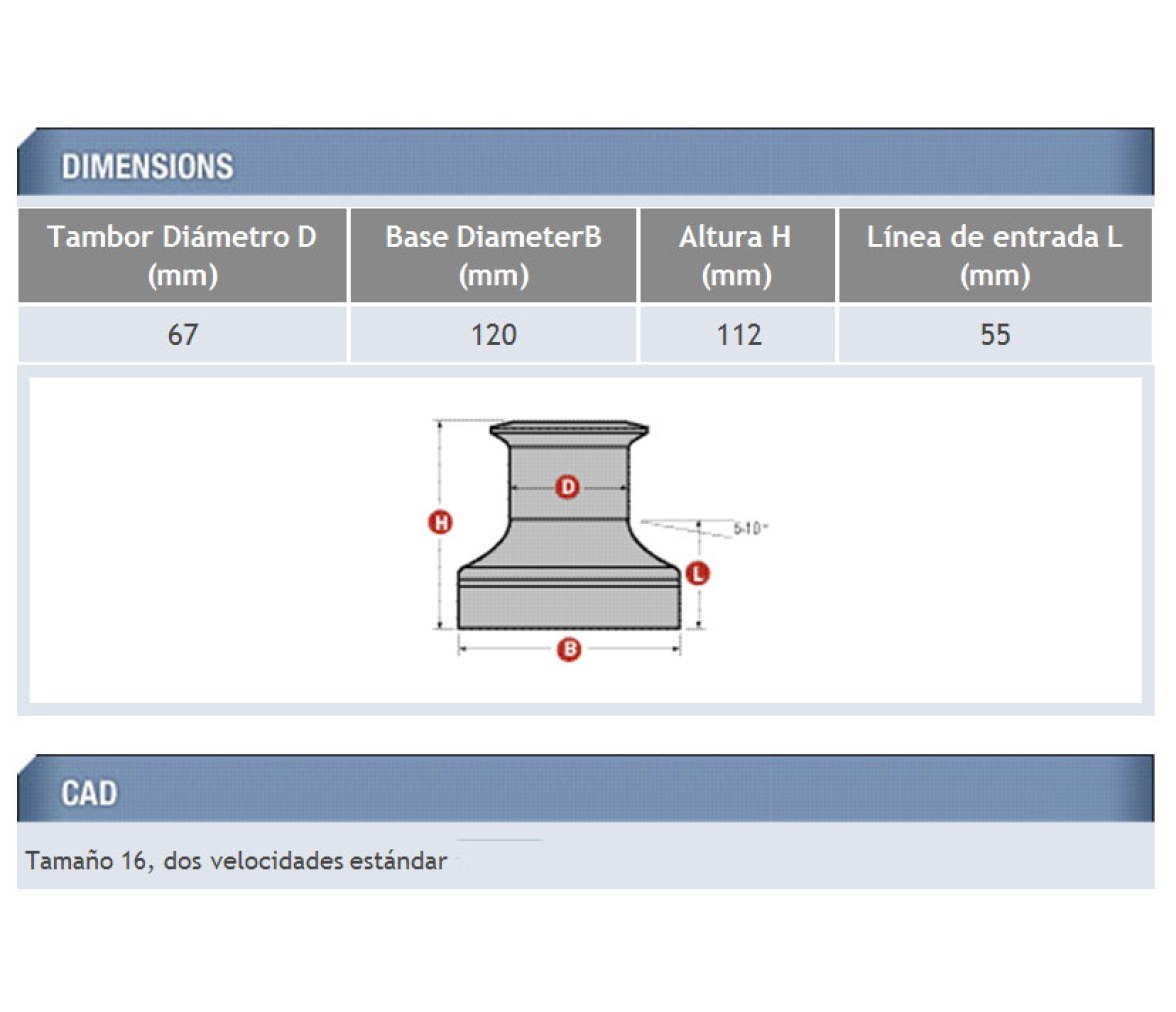 Winche Aluminio dos Velocidades Mod. 16 Lewmar