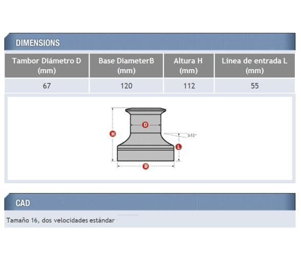 Winche Aluminio dos Velocidades Mod. 16 Lewmar