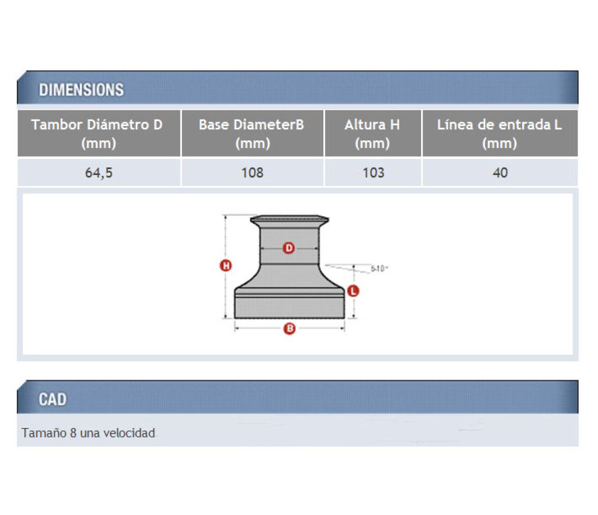 Winche Aluminio una Velocidad Mod.8 Lewmar