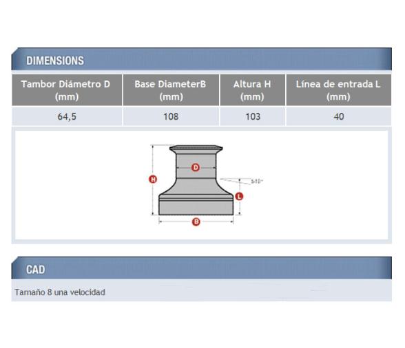 Winche Aluminio una Velocidad Mod.8 Lewmar