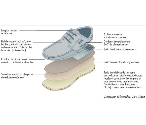Zapato Nautico Crew Cuero Azul XM Yatching