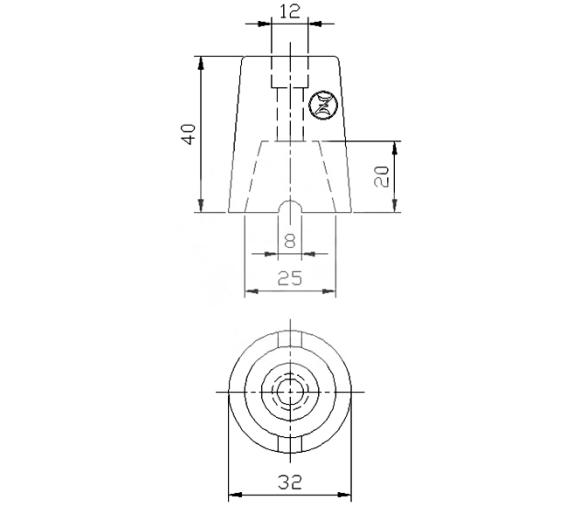 Zineti Anodo Conico para Helice Sole