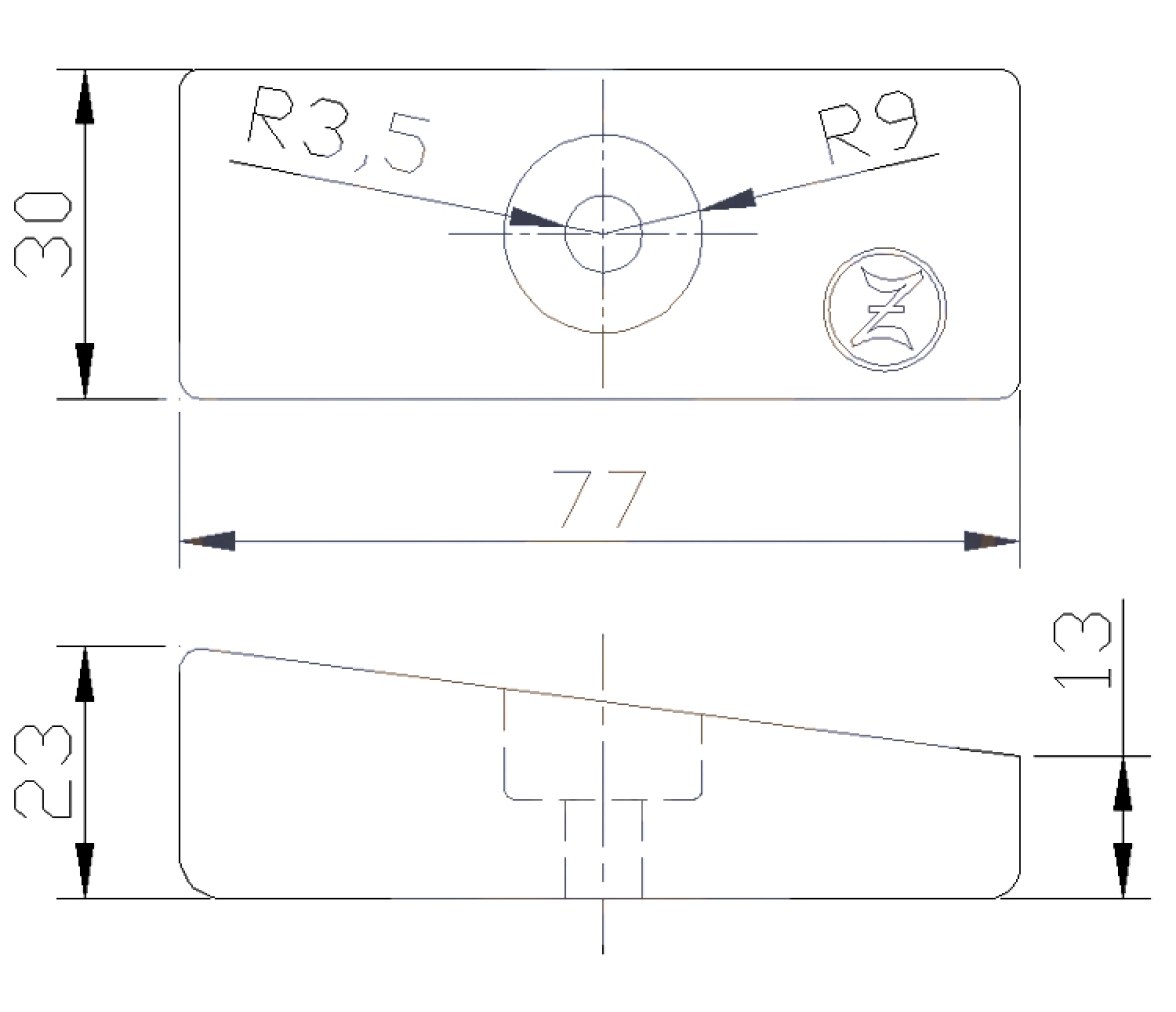 Zineti Anodo Honda Placa para Fueraborda 77 mm