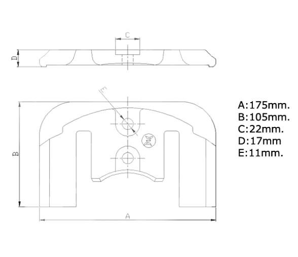 Zineti Anodo Placa para Cola Bravo-One