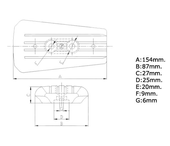 Zineti Anodo Placa para Stern Drive Volvo 154 mm