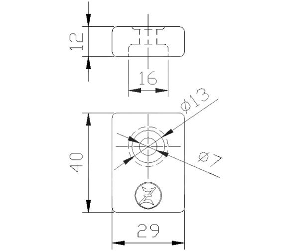 Zineti Anodo Rectangular 1 Agujero